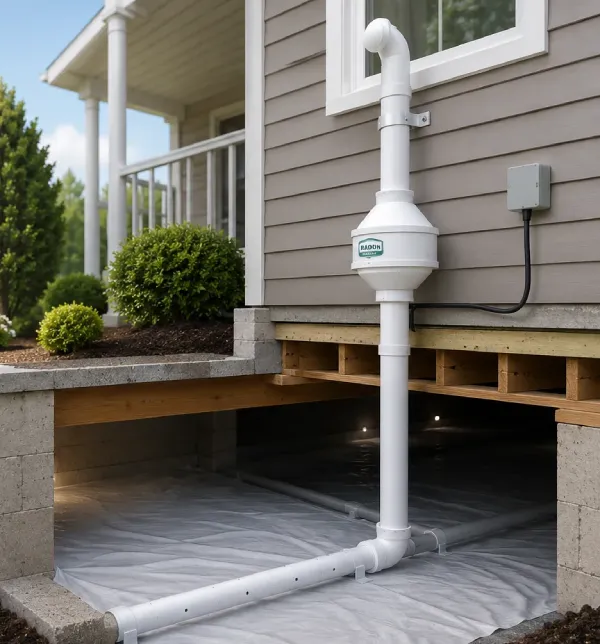 crawl space radon mitigation system